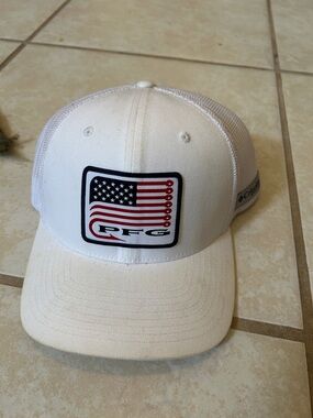 Columbia White PFG American Flag Patch Mesh-Back Cap